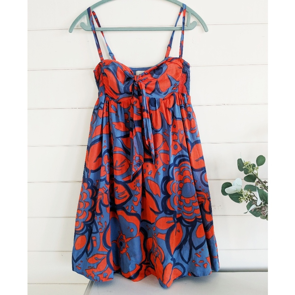 Anthropologie blue and orange dress